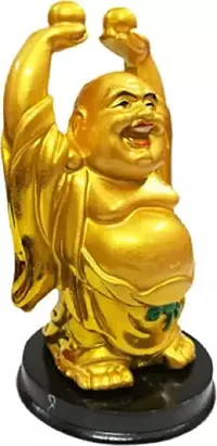 Kargau Resin Laughing Buddha Statue Feng Shui Laughing Buddha | Happy Man with Wealth Balls in Both Hands Decorative Showpiece - 12 cm (Polyresin, Multicolor) Pack of 1Pcs-thumb2
