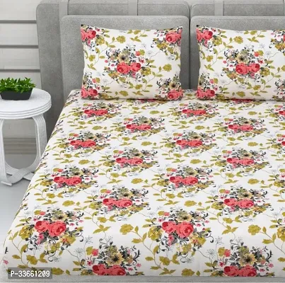 Polycotton Double Bed Sheet with 2 Pillow Covers-thumb0