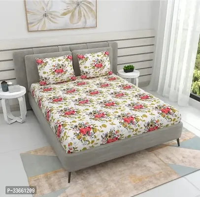 Polycotton Double Bed Sheet with 2 Pillow Covers-thumb3