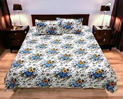 Polycotton Double Bed Sheet with 2 Pillow Covers-thumb1