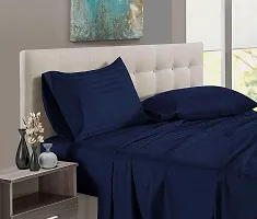 Finesse Decor 250 TC Polycotton Double Bed Sheet (90 x100 inch) with 2 Pillow Covers Double Bedsheet (Blue Microstripe)-thumb1