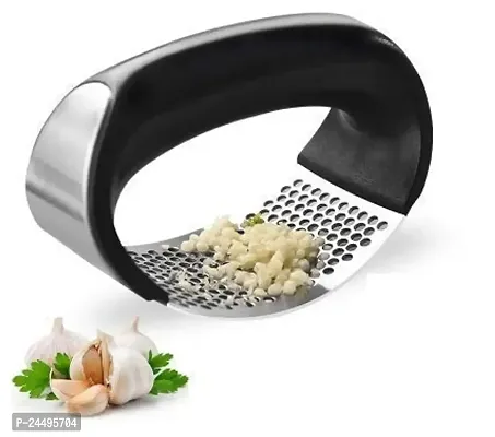 Sadmax Kitchen Stainless Garlic Press Garlic Mincer Ginger Crusher Peeler Squeezer Heavy Duty Garlic Presser Garlic Crush Garlic Chopper (Pack of 1)-thumb0