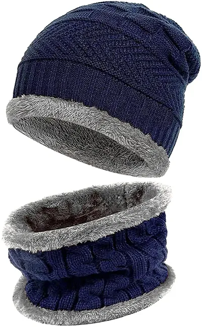 SADMAX Winter Beanie Hats Scarf Set, Thick Warm Slouchy Beanies Hat Knit Skull Cap Neck Warmer for Men Women - Multicolor(Set of 1)