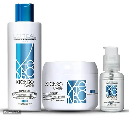 L'Oreal Professionnel Xtenso Care Shampoo  Mask And Serum Combo Pack For Straightened Hair (250Ml + 196Gm + 50Ml)| Hair Care Regimen For Straightened Hair-thumb0