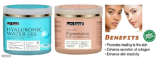 Unbox  Hyaluronic Water Gel and Ayurvedic Pigmentation Papaya Cream Combo for Clear and Glowing Skin (100 Ml+100 Ml)