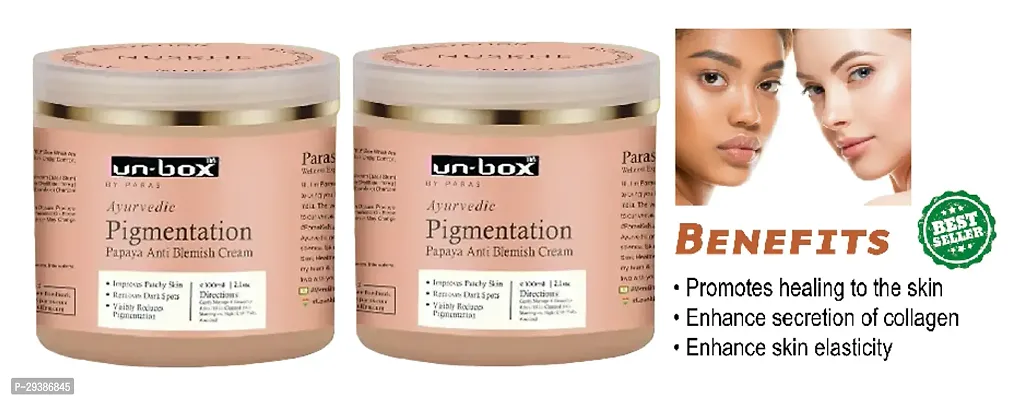 Professional Unbox Ayurvedic Pigmentation Papaya Anti-Blemish Cream Pack of 2- (100 Ml+100 Ml)