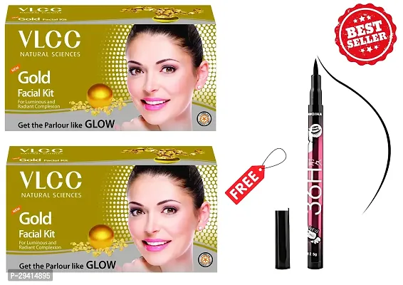 Professional Vlcc Natural Sciences Gold Facial Kit (pack of 2), with Free 36 H Eyeliner