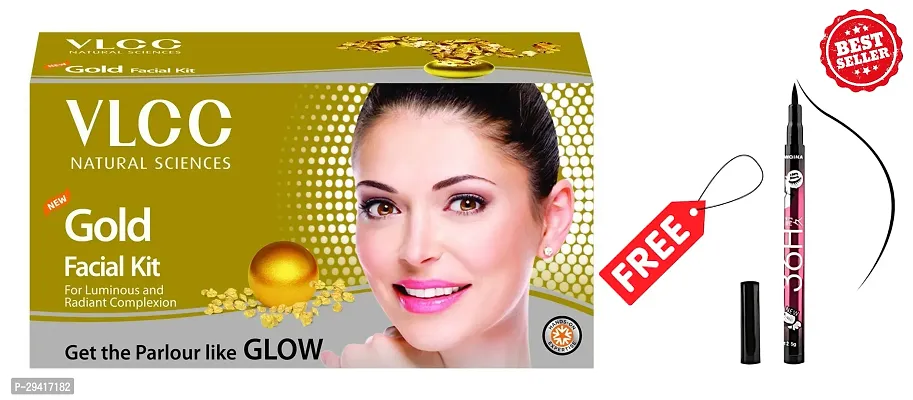 Professional Vlcc Natural Sciences Gold Facial Kit, Pack of 1 with Free 36 H Eyeliner