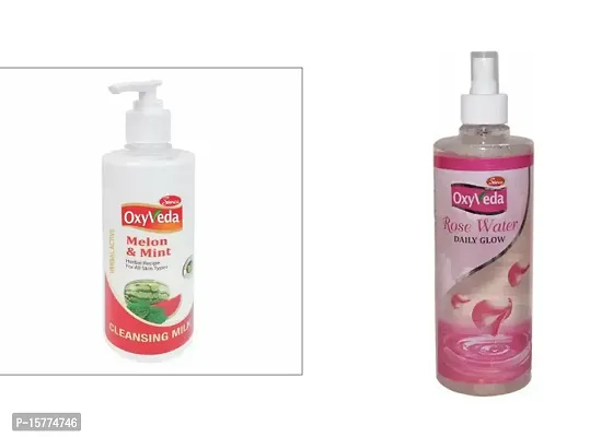 Pack Of CLEANSING MILK (MELON And MINT) (500 ml) And Daily Glow Rose Water Men And Women (500 ml)