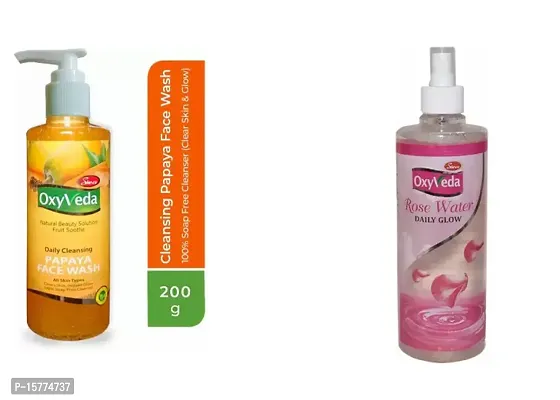 Pack Of Papaya | Daily Cleansing | Ideal for All Skin Types Face Wash (200 ml) And Daily Glow Rose Water Men And Women (500 ml)