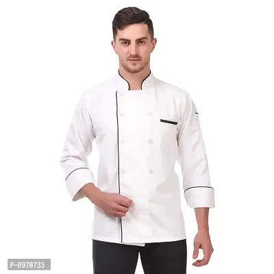 Kodenipr Club Traditional White Chef Coat Black Piping, Poly/Cotton,Size-thumb0