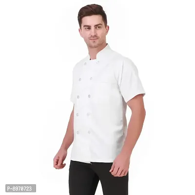 Kodenipr Club Mens Womens White Chef Coat, Half Sleeves, Poly/Cotton, Plain Size-thumb5