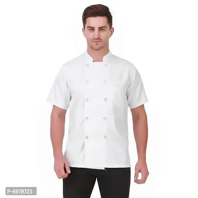 Kodenipr Club Mens Womens White Chef Coat, Half Sleeves, Poly/Cotton, Plain Size-thumb0
