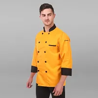 KODENIPR CLUB Men's Women's Poly/Cotton Solid Yellow Chef Coat Black Collar, (Size - Large, 40)-thumb1