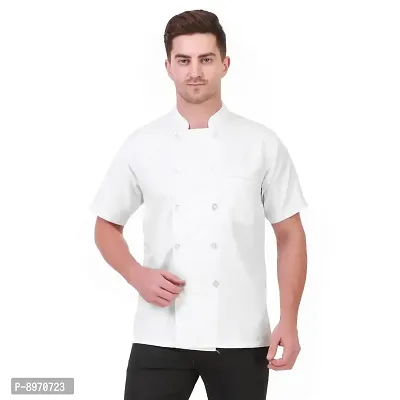 Kodenipr Club Mens Womens White Chef Coat, Half Sleeves, Poly/Cotton, Plain Size-thumb4