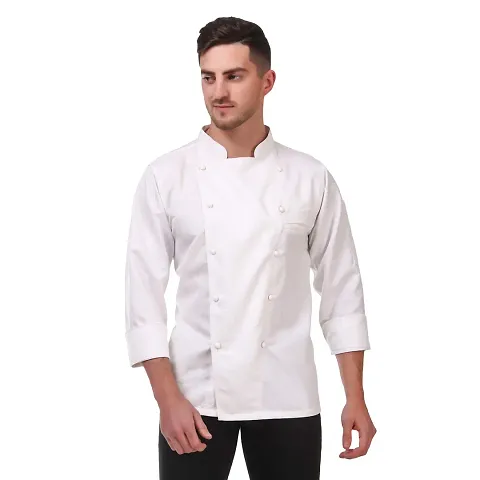 Kodenipr Club Traditional White Chef Coat, Detachable Button Poly/Cotton, Size