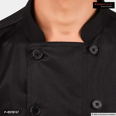 Kodenipr Club Mens Womens Chef Coat,Half Sleeves,Poly/Cotton,Plain,Size (Medium(38), Black)-thumb4