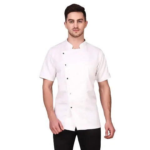 Kodenipr Club Mens Womens White Chef Coat,LightWeight,Half Sleeves,Snap Buttons,Poly/Cotton,Size (Large(40))
