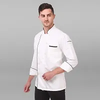Kodenipr Club Traditional White Chef Coat Black Piping, Poly/Cotton,Size-thumb1