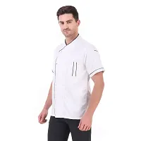 Kodenipr Club Mens Womens Crossneck White Chef Coat Black Piping Contrast, Half Sleeves, Poly/Cotton,Size-thumb3