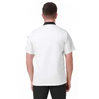 Kodenipr Club Short Sleeves Spliced White Chef Coat Black Contrast,Poly/Cotton,Size-thumb1