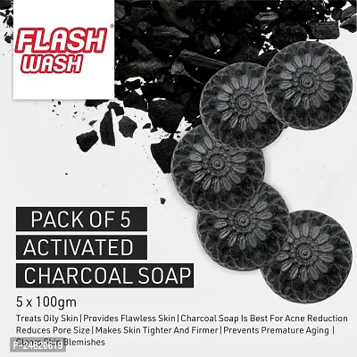 FLASHWASH charcol soap-100% vegan/paraben free/African black soap With activated charcoal-thumb0