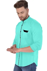 P  V Creations Men Slim Fit Solid Stand Collar Shirt (CHNS)-thumb2
