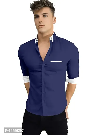 P  V Creations Men?s Slim Fit Solid Casual Cotton Shirt (Endo)-thumb2