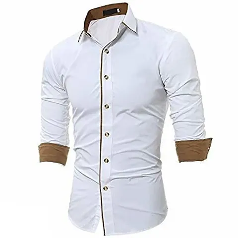 Mens Cotton Solid Slim Fit Casual Shirt