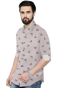 Stylish Grey Printed Cotton Casual Shirt For Men-thumb2