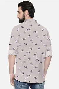 Stylish Grey Printed Cotton Casual Shirt For Men-thumb1