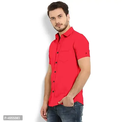 Amazing Red Cotton Solid Casual Shirts For Men-thumb3