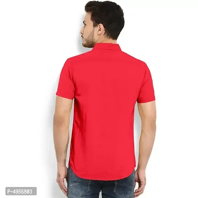 Amazing Red Cotton Solid Casual Shirts For Men-thumb2