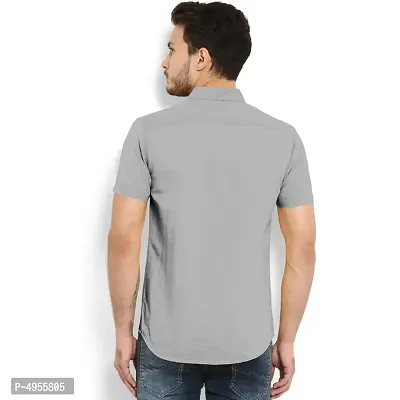 Amazing Grey Cotton Solid Casual Shirts For Men-thumb2