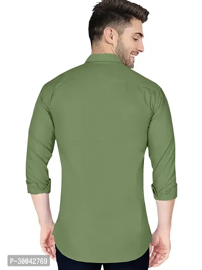 Reliable Green Cotton Blend Solid Long Sleeves Casual Shirt For Men-thumb4