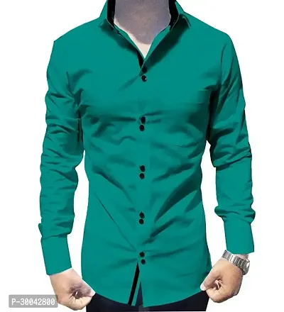 Reliable Green Cotton Solid Long Sleeves Casual Shirt For Men