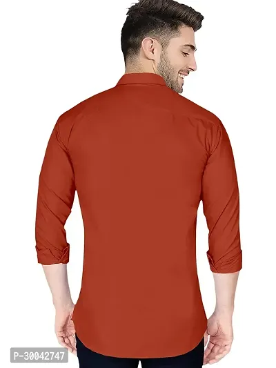 Reliable Red Cotton Blend Solid Long Sleeves Casual Shirt For Men-thumb2