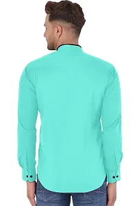 P  V Creations Men Slim Fit Solid Stand Collar Shirt (CHNS)-thumb1