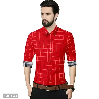 Elegant Cotton Checked Long Sleeves Casual Shirts For Men-thumb0