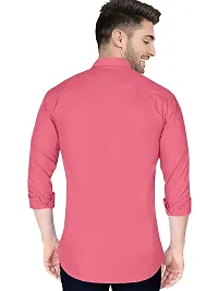 Reliable Pink Cotton Solid Long Sleeves Casual Shirt For Men-thumb3