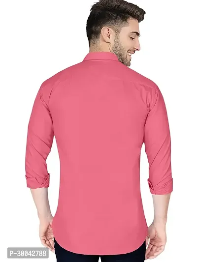 Reliable Pink Cotton Solid Long Sleeves Casual Shirt For Men-thumb4