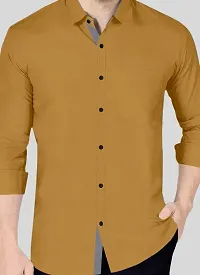 Reliable Yellow Cotton Blend Solid Long Sleeves Casual Shirt For Men-thumb2