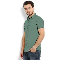 P  V Creations Men?s Slim Fit Solid Casual Cotton Shirt (Beige_Half-S)-thumb1