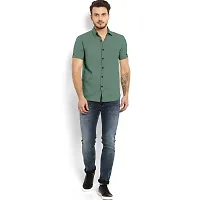 Reliable Green Cotton Blend Solid Long Sleeves Casual Shirt For Men-thumb2