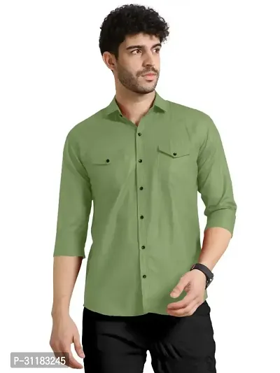 Elegant Cotton Blend Solid Long Sleeves Casual Shirts For Men