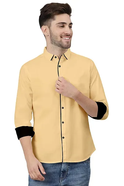 P & V Creations Mens Slim Fit Solid Cotton Casual Shirt (PPG)