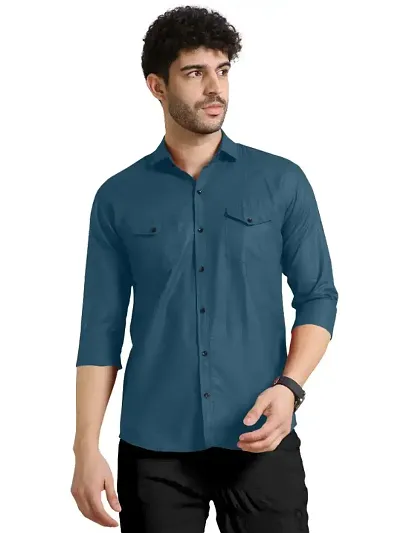 Reliable Blend Solid Long Sleeves Casual Shirt For Men