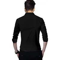 Reliable Black Cotton Blend Solid Long Sleeves Casual Shirt For Men-thumb2