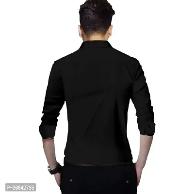 Reliable Black Cotton Blend Solid Long Sleeves Casual Shirt For Men-thumb4