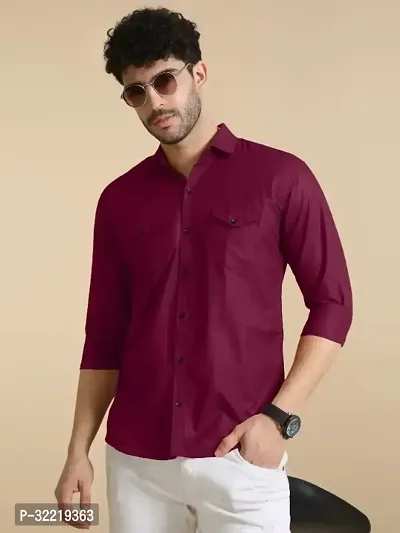 Stunning Cotton Blend Solid Casual Shirts For Men-thumb0